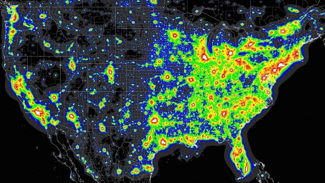 Mappa dell'inquinamenento negli Stati Uniti.